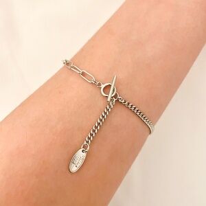 925 Sterling Silver Curb Link Bracelet Toggle Bracelet Asymmetric Bracelet